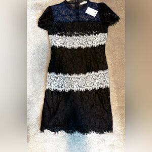 Everleigh Black and White Sheath Cocktail Dress